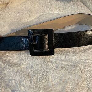 NWOT Leatherrock Black Leather Belt size M Square Buckle